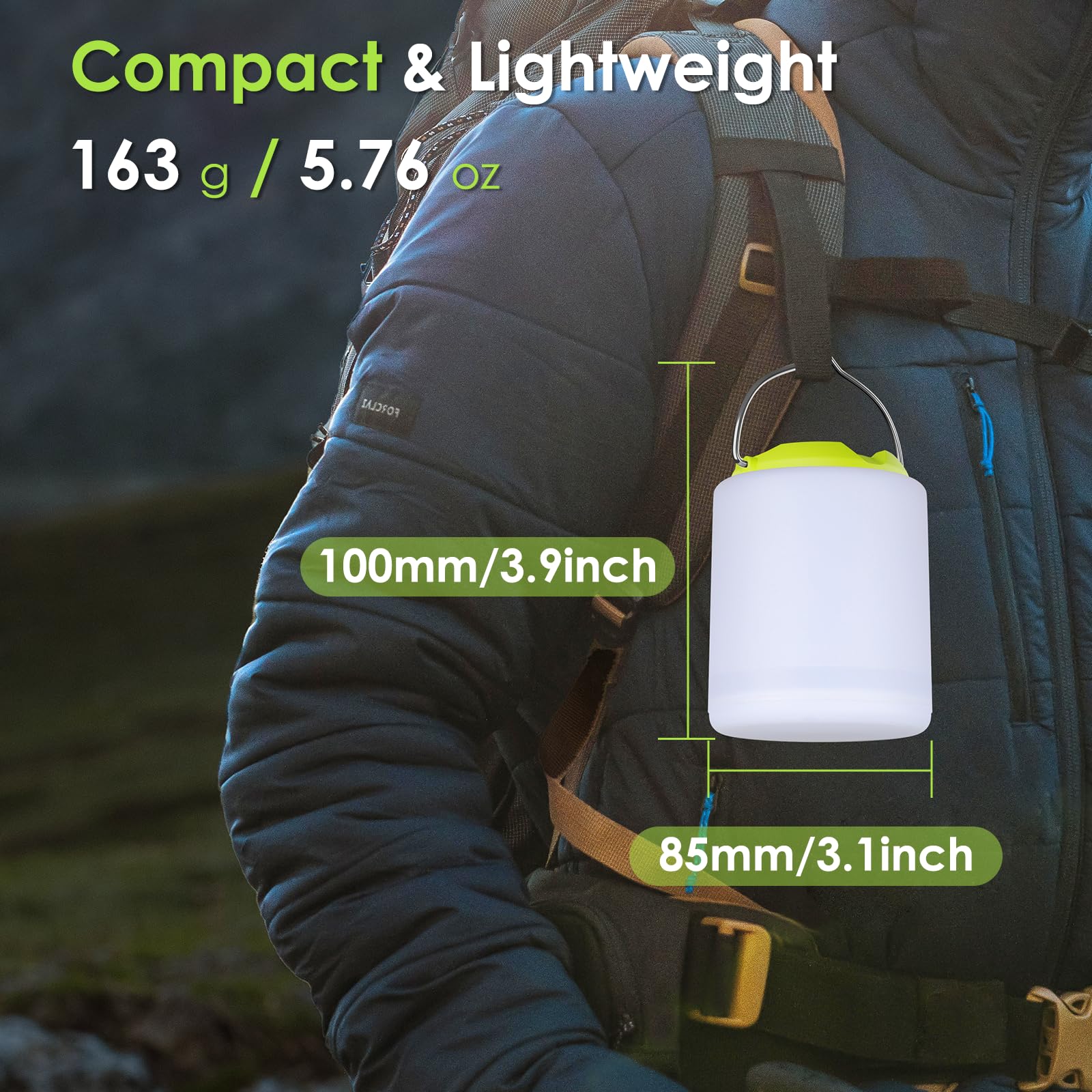 BOBKID Linterna LED de camping, luz de camping recargable, 4 modos, linternas al aire libre con 1000 lm, resistente al agua, luz de campamento de emergencia portátil para huracanes, senderismo, kits