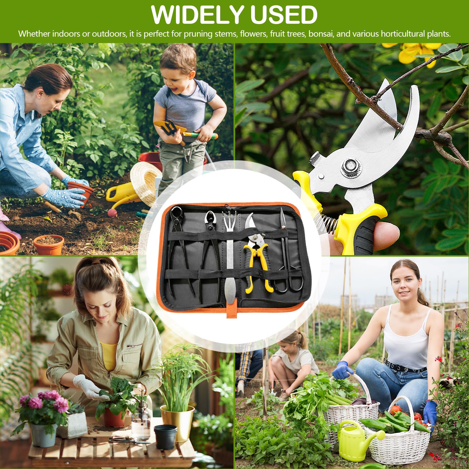 Juego De 6 Herramientas para BonsáI. Incluye Tijeras De Podar Tijeras para Hojas Herramienta CóNcava Rastrillo para BonsáI Y Bolsa De Transporte Herramientas De JardineríA para El Cuidado De BonsáIs