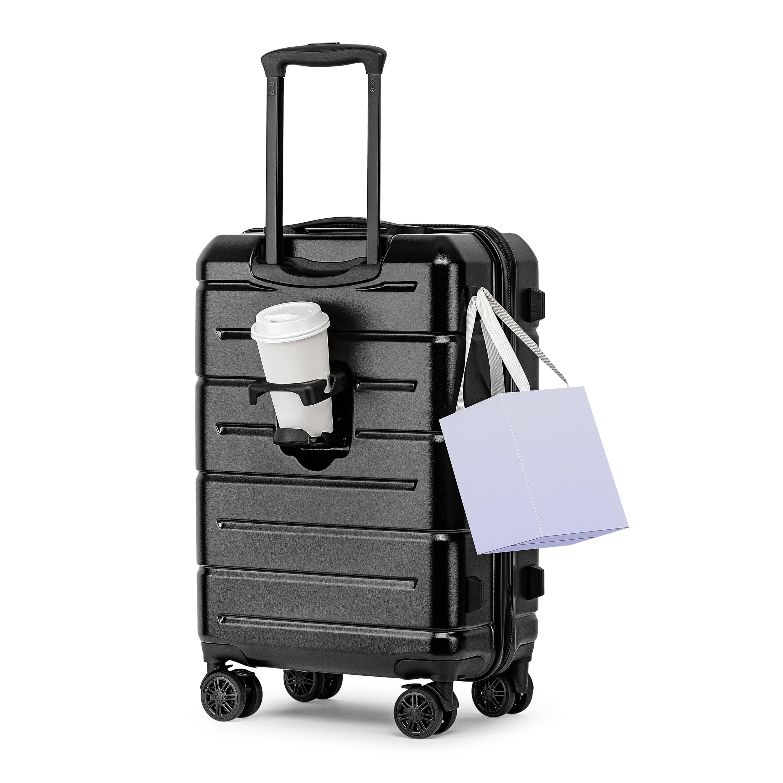 KYME Carry On Luggage 22x14x9 Airline Approved Hardshell Carry On Suitcases with Wheels Travel Rolling 20 Inch Luggage with Cup Holder for Men Women,