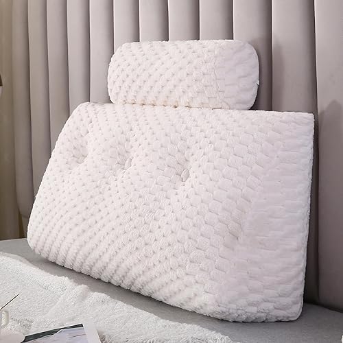 Almohadas de cuña para cabecero + 2 almohadas enrollables para cabecero, cojín grande para reposo en cama, almohadas de lectura, almohadas de