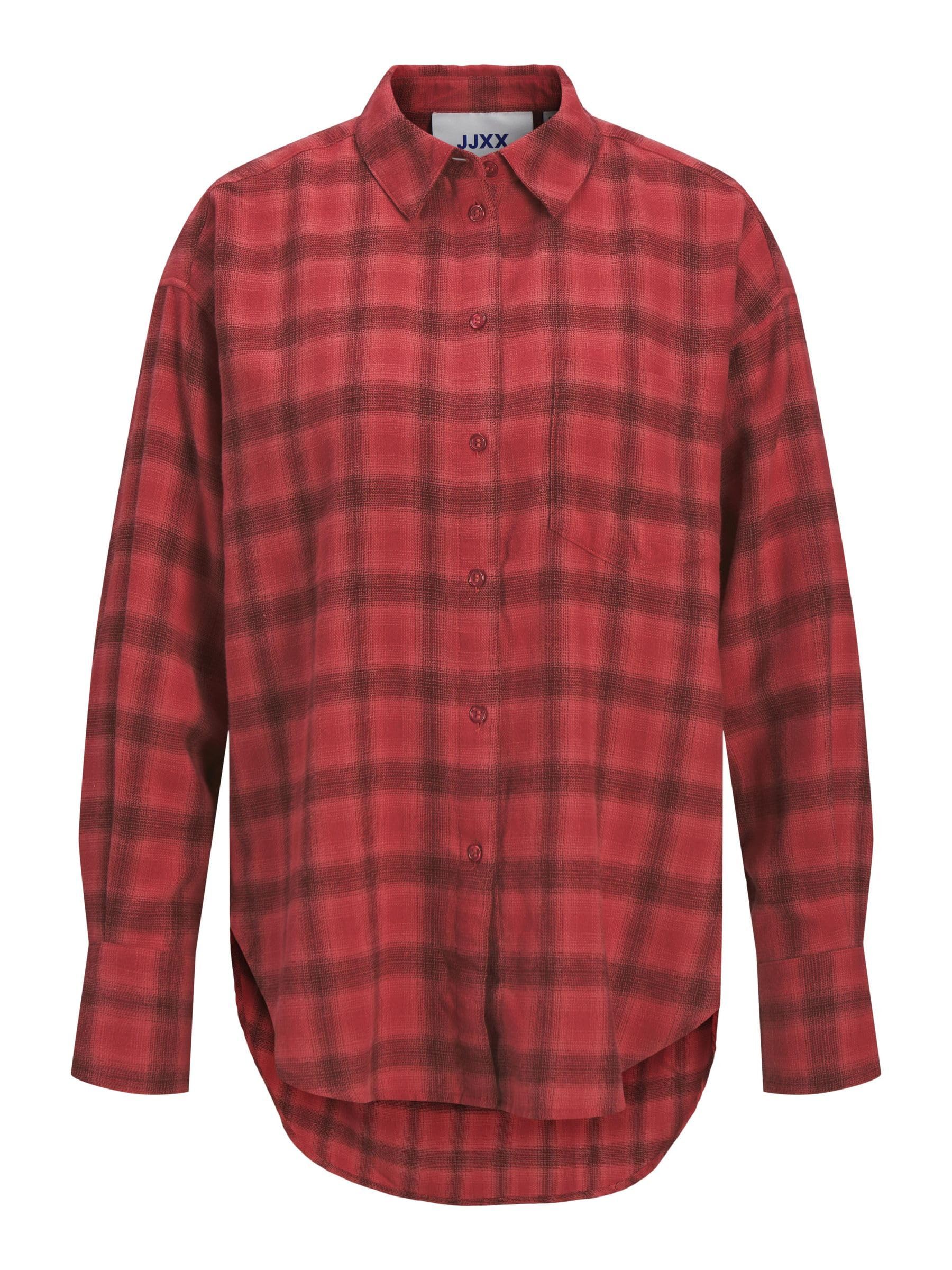 JJXX Women's Jxjamie Flannel LS Shirt WVN Sn, Barberry, XL