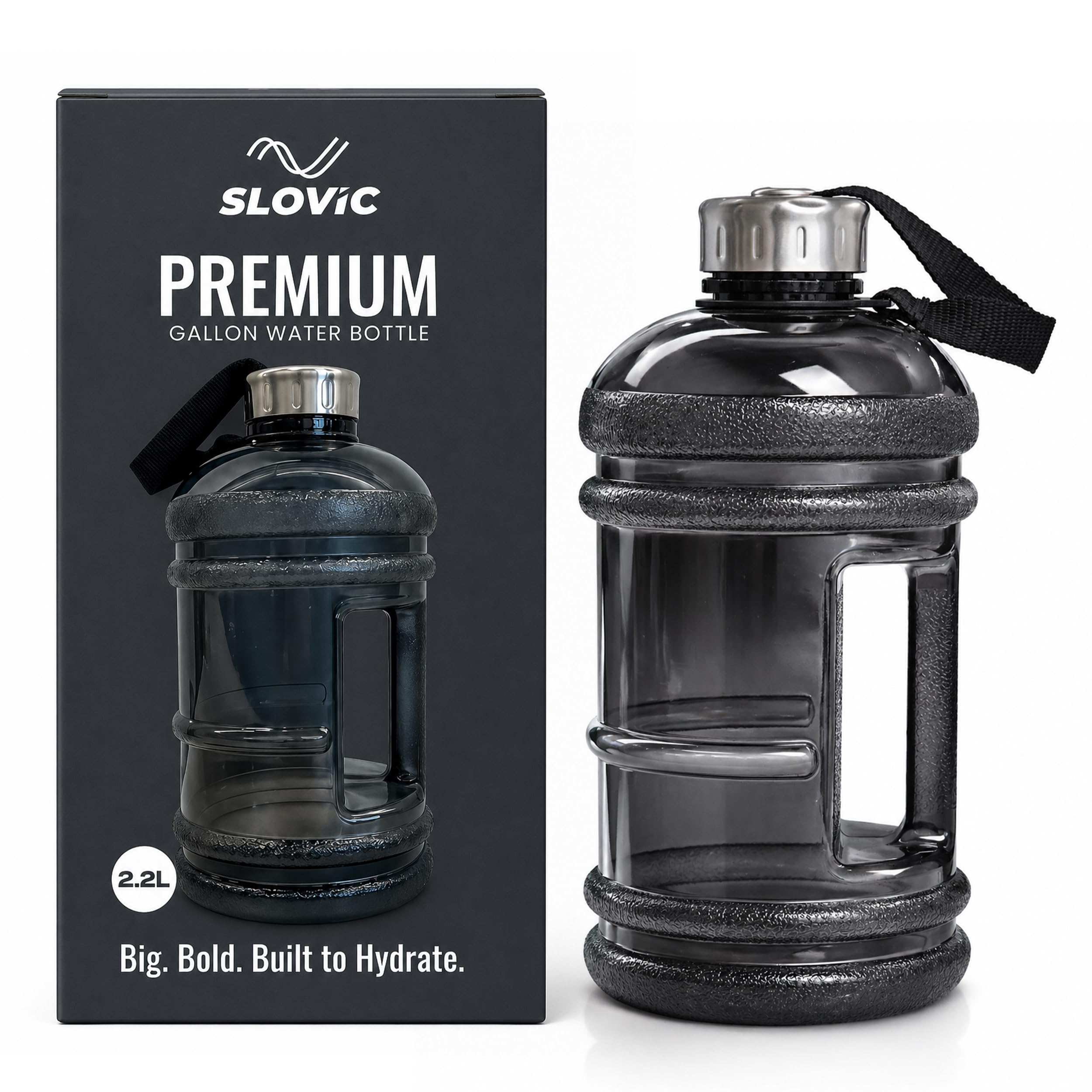 SLOVIC Gallon Water Bottle 2 + Litre | Gym Motivational Sipper Water Bottle for Adults | 100% BPA Free & Leakproof | 2 Litre Sipper for Men & Women with Ergonomic Handle | Transparent | 2200 ML-image-34