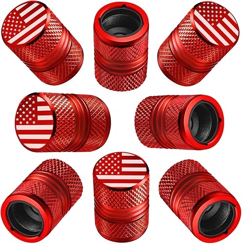 Miniatura 1 de Tapones de vástago de válvula de neumático para automóvil, neumáticos de bandera estadounidense, paquete de 8 tapas de aire, resistentes a la