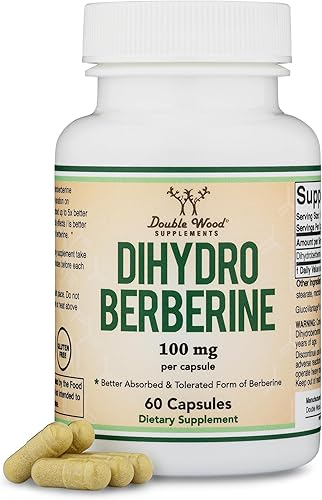 Suplemento de dihidroberberina de 100 mg, 60 cápsulas (GlucoVantage Super Berberina patentada, puede ser 5 veces más eficaz que la berberina con