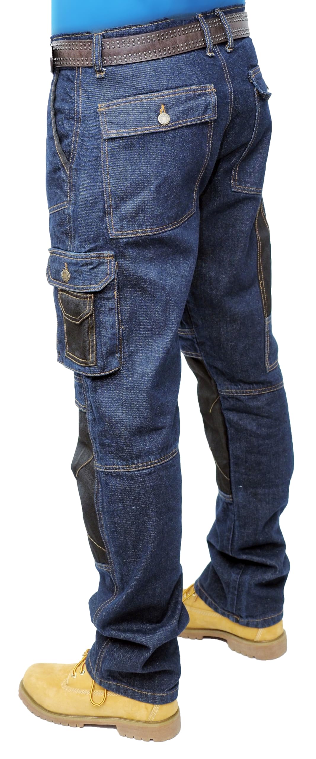 Hommes Jeans de Travail pour Hommes Pantalons Multiples Poches Pantalons de Travail de Combat de sécurité des constructeurs