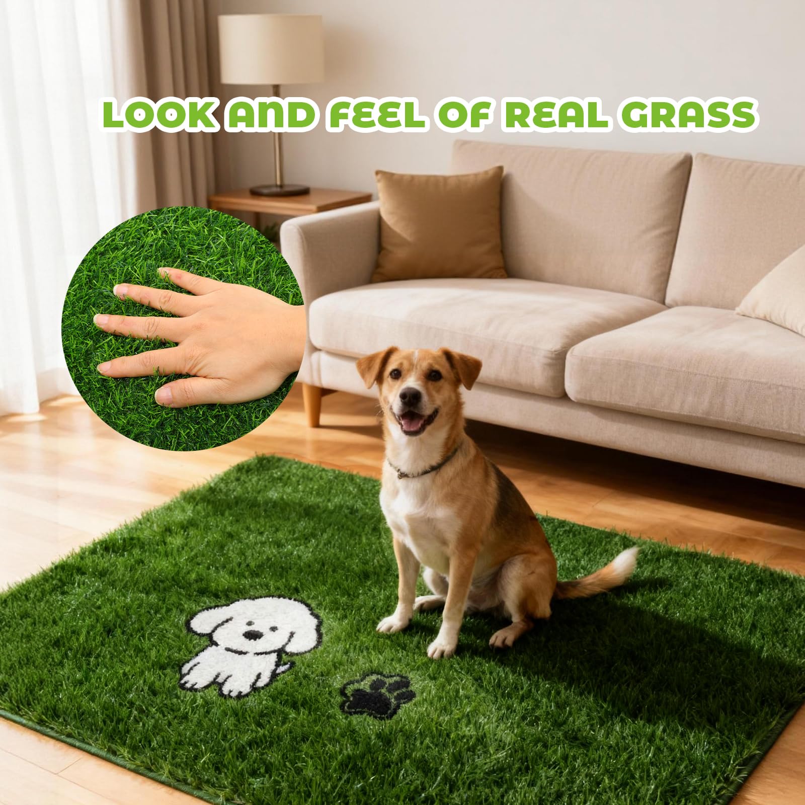 Tapis d'herbe Artificielle pour Chiots, Toilettes pour Chiens, Dressage des Chiots, pour l'intérieur et l'extérieur,46x36cm