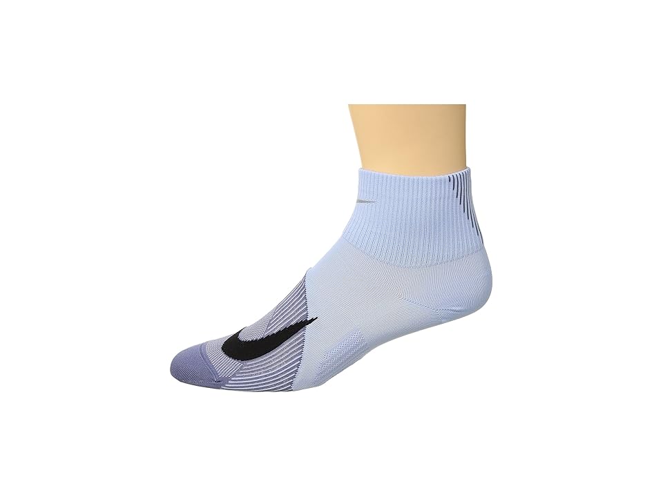 

Nike Elite Lightweight Quarter Running Socks (Royal Tint/Black) Quarter Length Socks Shoes, Blue