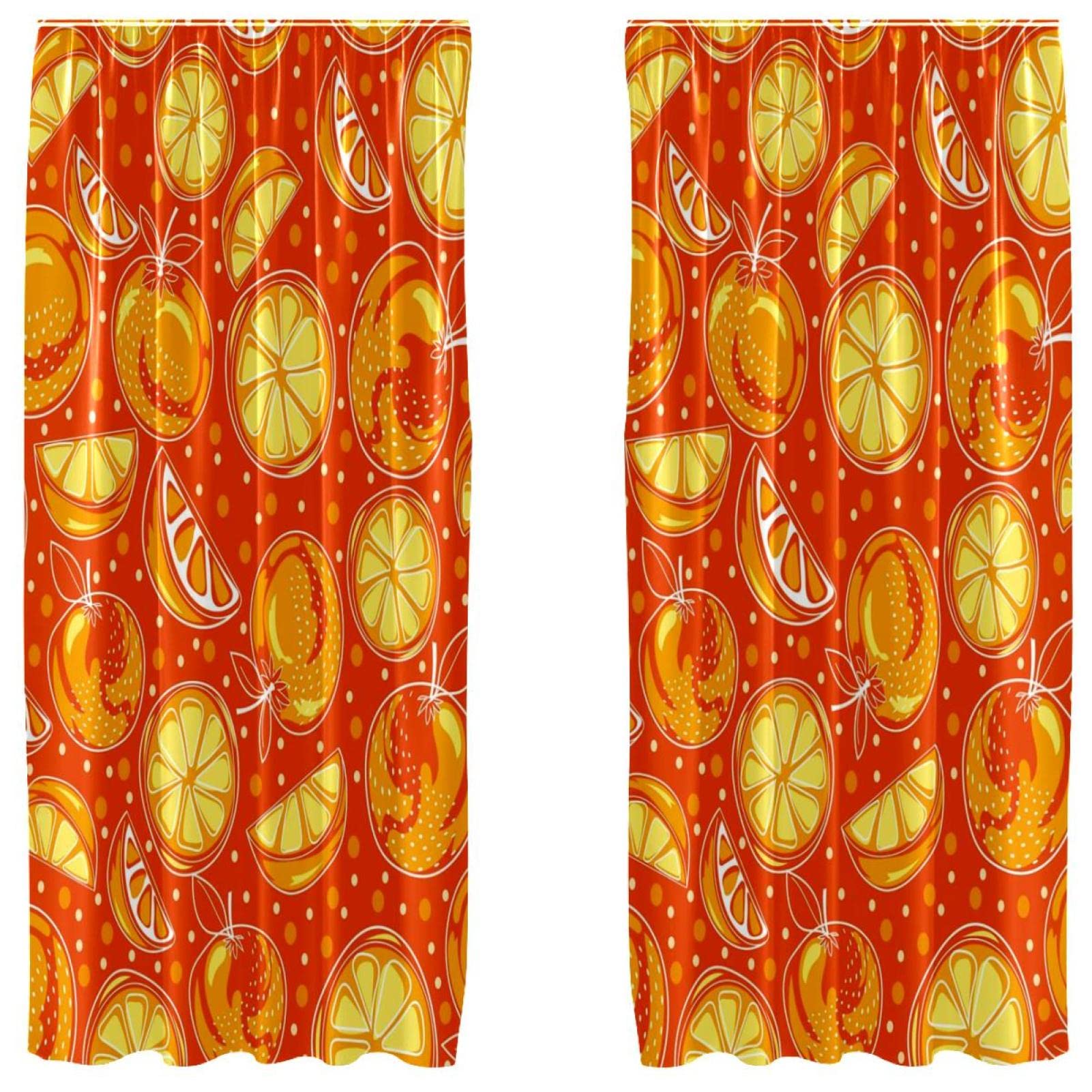 Cortinas opacas modernas de microfibra 55 x 84 pulgadas, diseño floral de clementina naranja