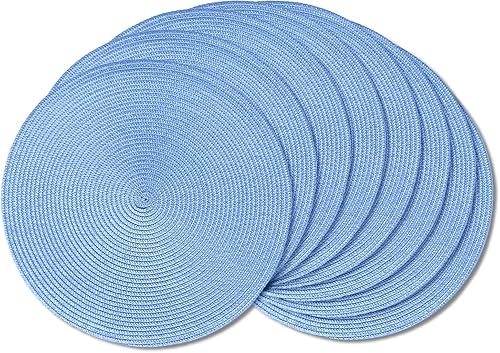 Miniatura 9 de AHHFSMEI Juego de 6 manteles individuales redondos trenzados de 15 pulgadas para mesas de comedor, tejidos naturales, resistentes al calor, juego de