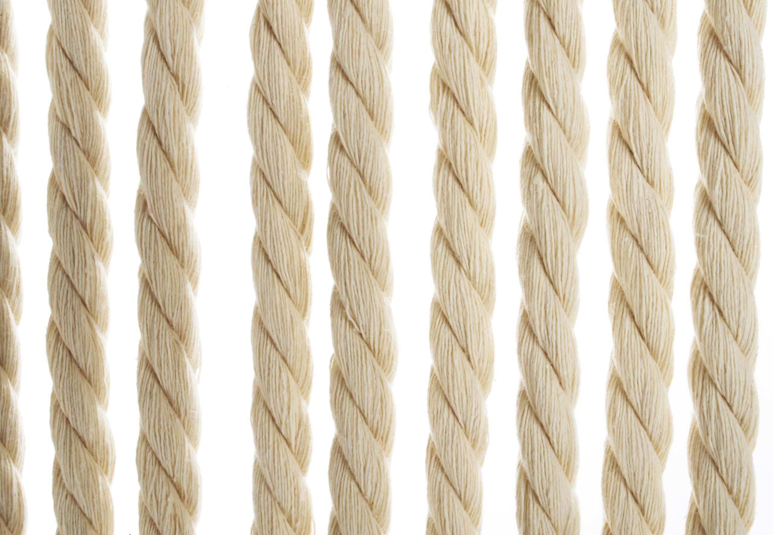 Kobolo Seilvorhang MARITIM 90x195/200cm beige, Türvorhang mit 54 Strängen je 1cm & Aluleiste, luftiger Fadenvorhang als Insektenschutz & Raumteiler, dekorativer Schnurvorhang, für Balkon und Terrasse