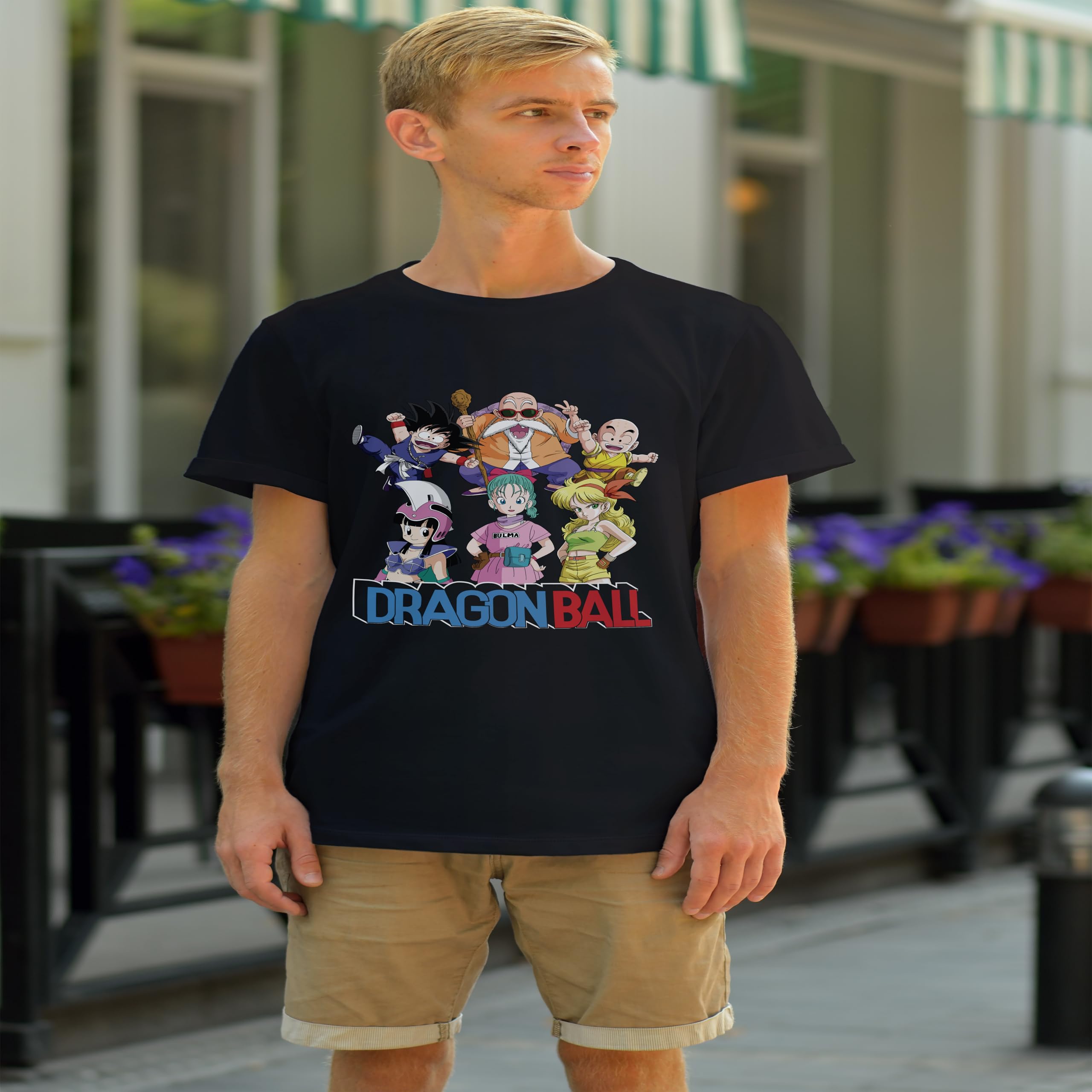 Dragon Ball Goku, Krillin, Bulma, Chichi, Kamesennin Black Short Sleeve T-Shirt T-Shirt Unisex Adulto (Pack de 1)