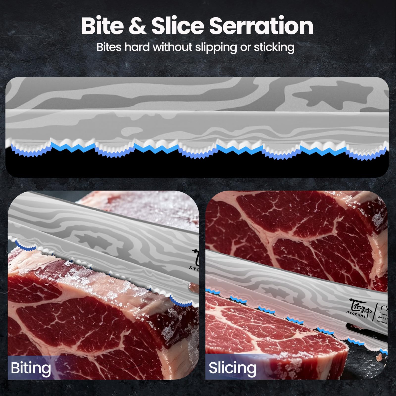 SYOKAMI Serrated Knife - Slice Frozen Meat! -5