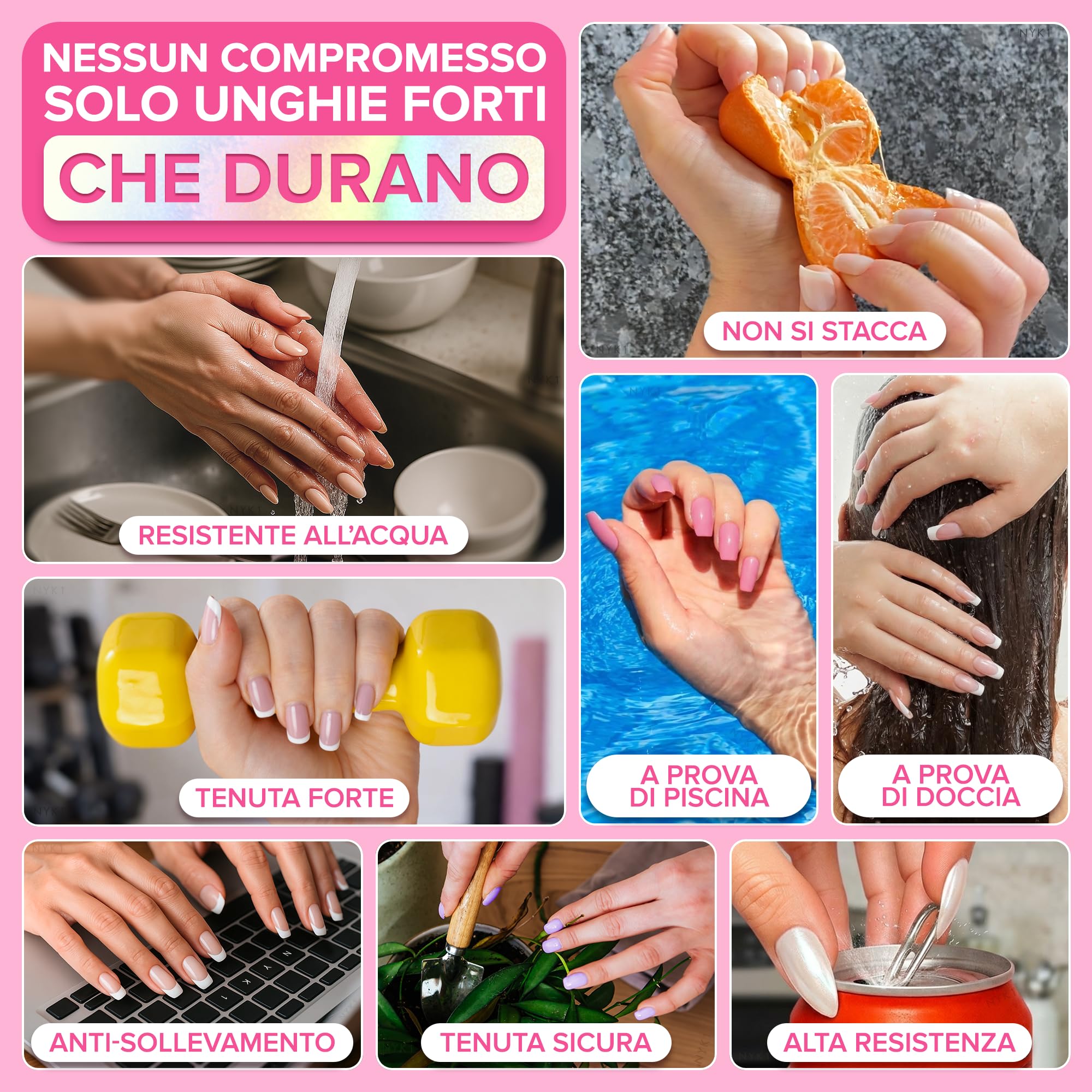 Colla Per Unghie Finte Extra Forte Per Punte Artificiali E Acrilici (8ml) NYK1 NailBond Colla Unghie Finte Professionale Per Tips Nail Glue - Durata Lunga, Massima Resistenza e Applicazione Pulita