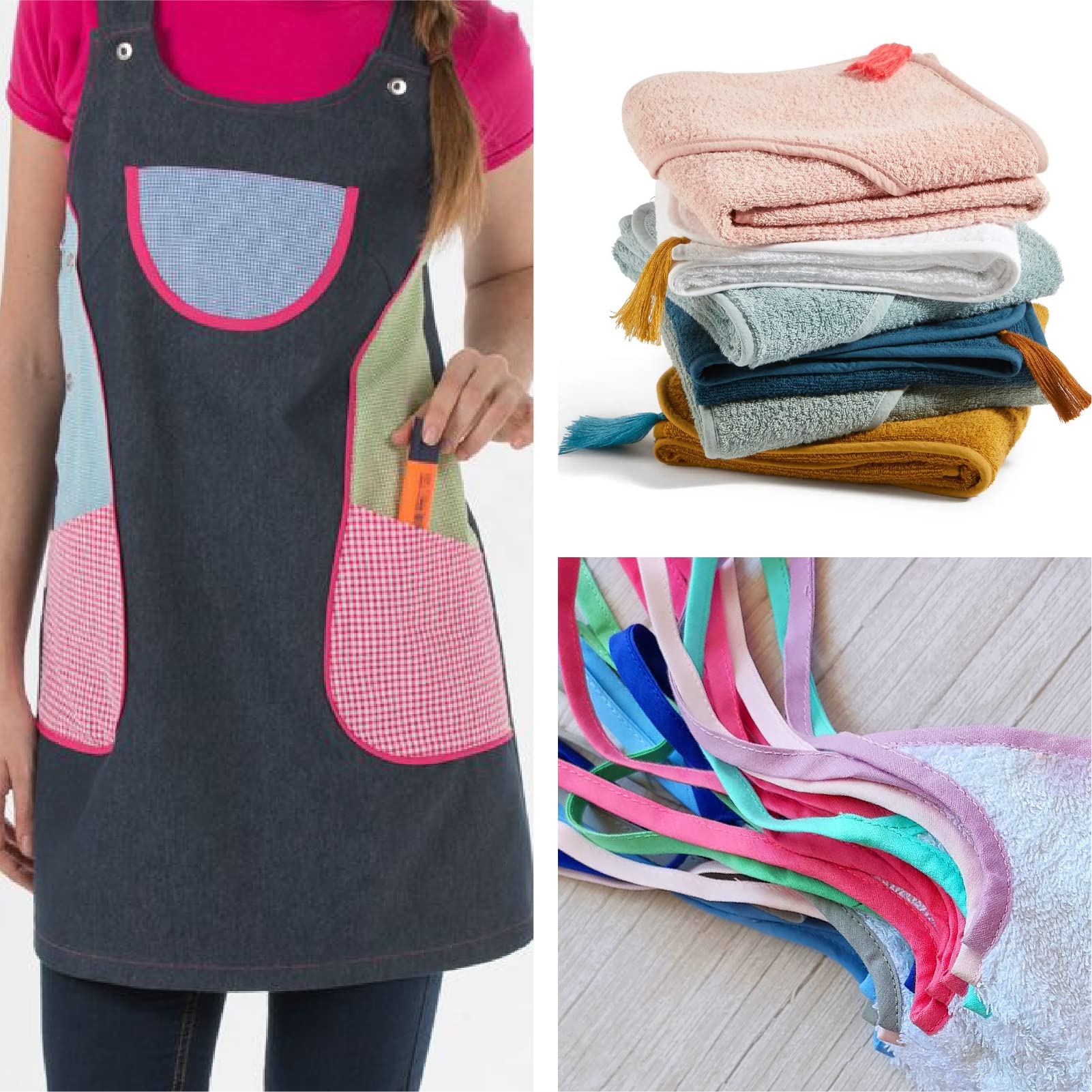 TEXTEX = Biais de 20mm de Large. 50% Coton et 50% Polyester. Pack de 3 Pièces de 10m Chacune - (Rose- Lilas- Violet)