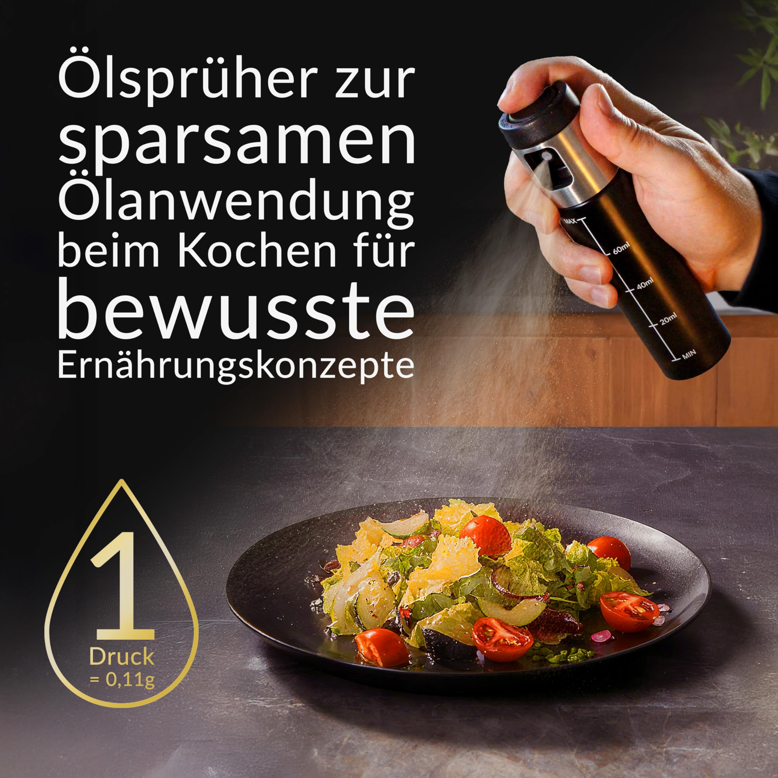 𝑷𝒓𝒆𝒎𝒊𝒖𝒎: Ölsprüher im 2er Set | hygienisch verschließbar, plus UV-Schutz, Öl Sprühflasche, Vielseitiger Oil-Sprayer - Edelstahl Sprühkopf – BPA-frei zum Kochen für die Küche