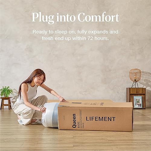 Miniatura 6 de LIFEMENT, Colchón de espuma viscoelástica de gel refrescante con infusión de cobre, firmeza media, sin fibra de vidrio, alivio de presión, espumas y