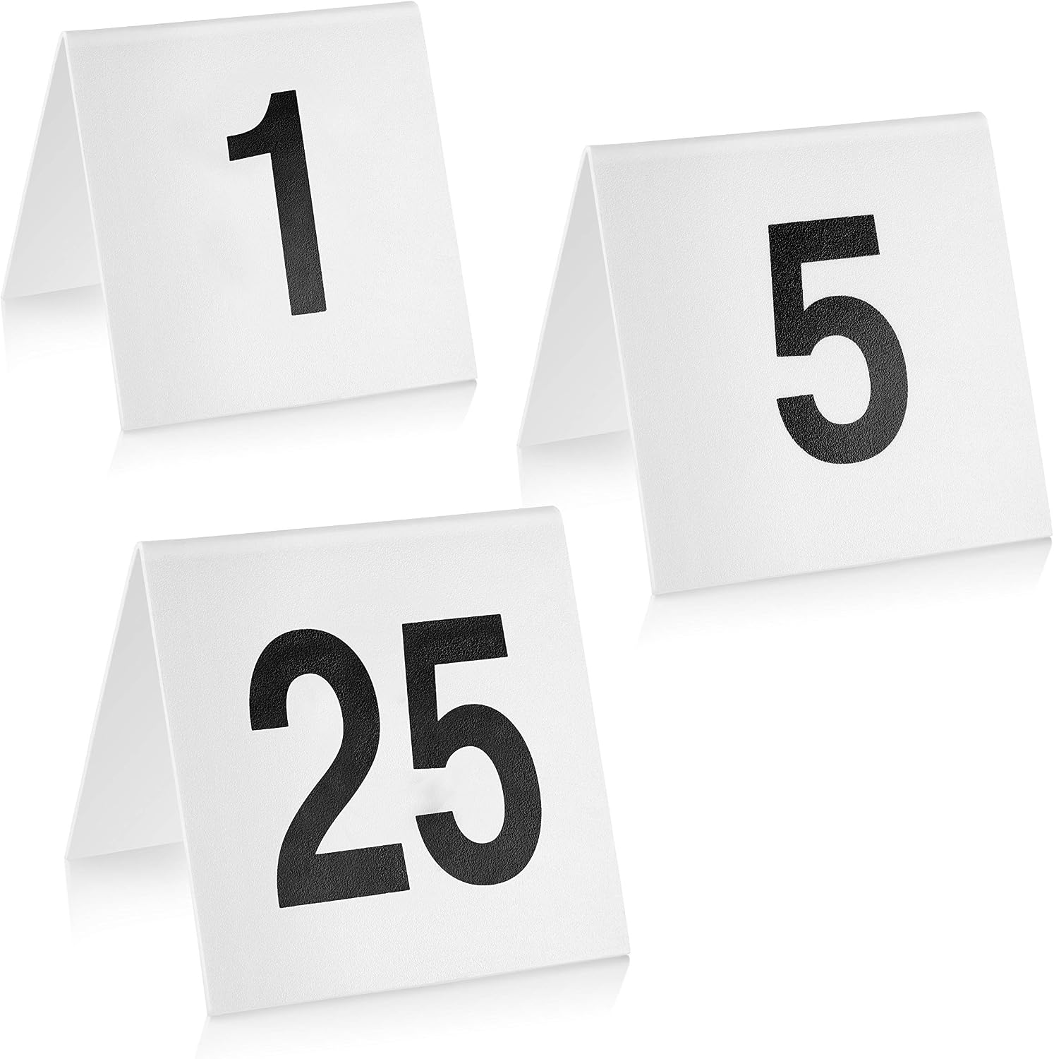 New Star Foodservice 27600 Double Side Plastic Table Numbers, 1-25, 3" x 3" Inch, White