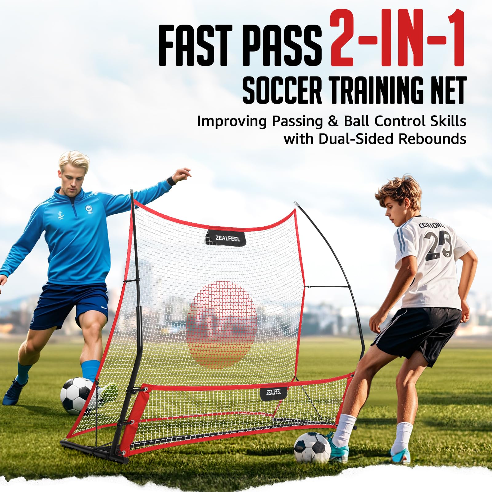 Amazon | ZEALFEEL サッカーリバウンダー 2イン1 ポータブルサッカー