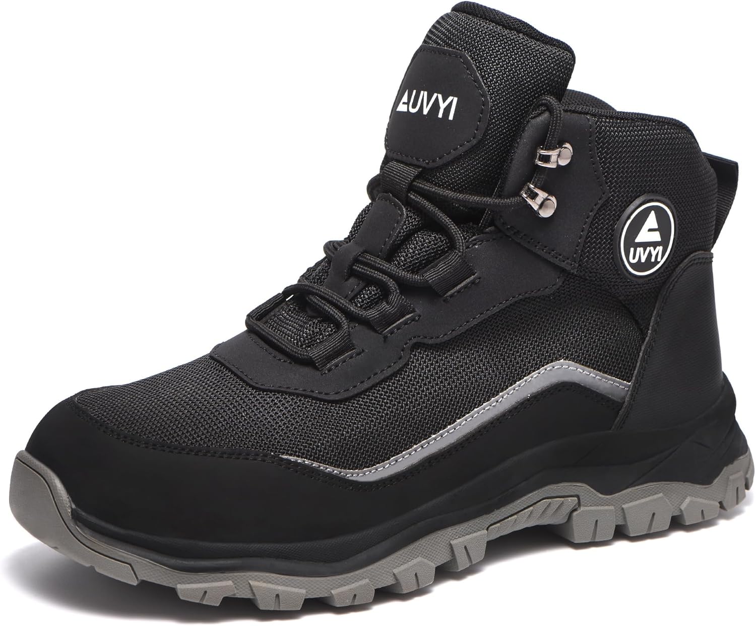 AUVYI Steel Toe Work Boots for Men – Wide Toe Breathable Slip Resistant Work Boots Durable Indestructible Industrial & Construction Safety Shoes