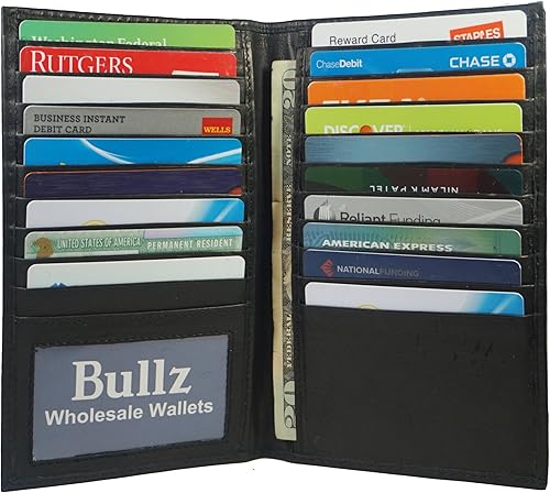 Organizador de tarjetas de crédito de cuero genuino para mujer