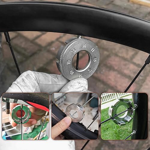 Miniatura 6 de Llave de radios para bicicleta, herramienta de bicicleta para ajuste de llantas, kit de mantenimiento ideal con palanca de neumáticos, reparación