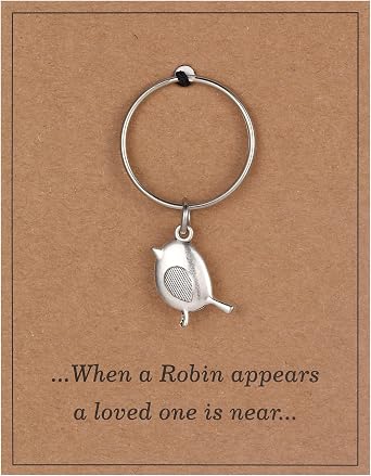 GINZAL Robin Keychain Memorial Gifts,#34;When a Robin Appears A Loved One Is Near" Sympathy Gifts for Loss of Loved One