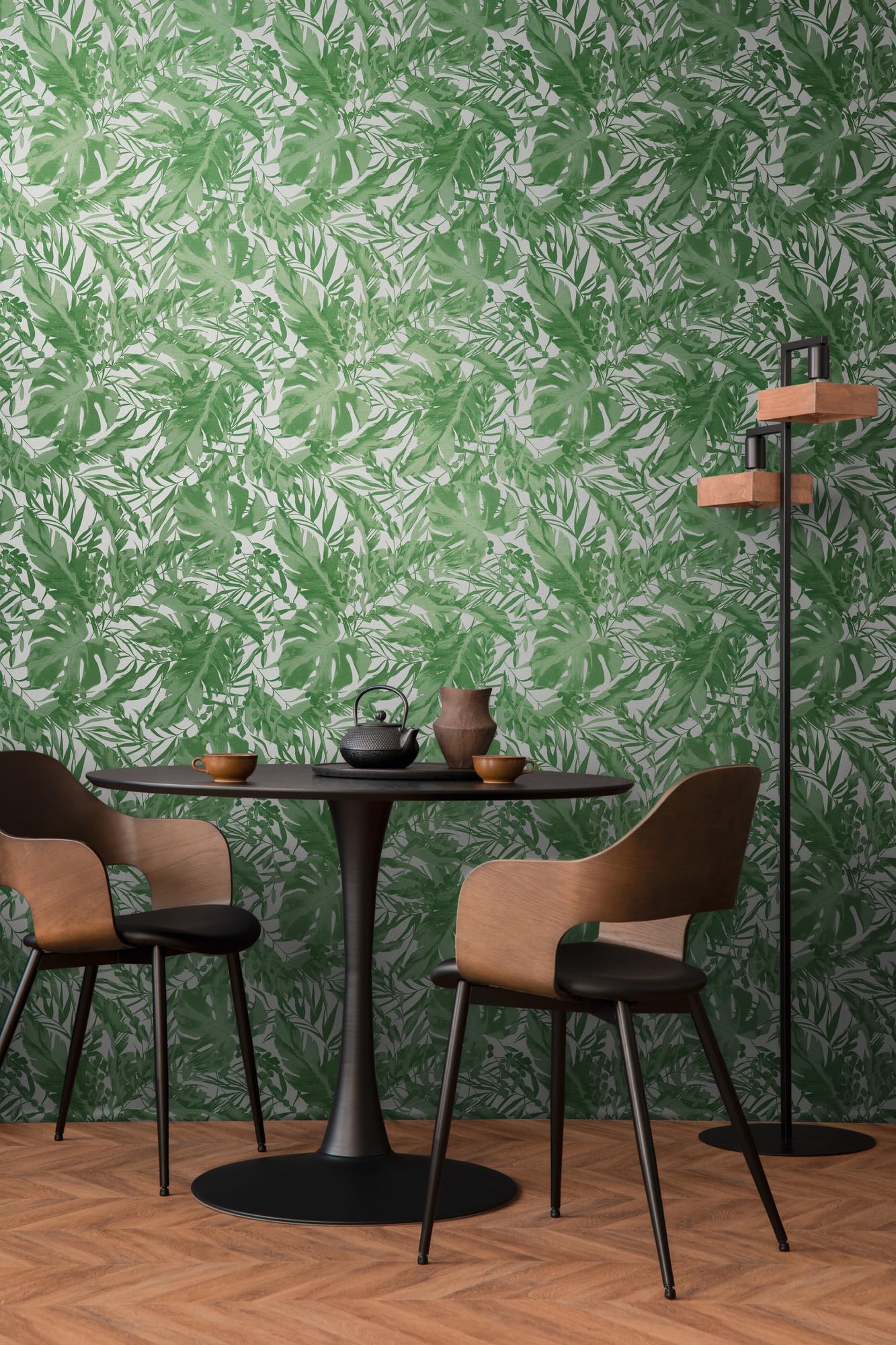 Livingwalls papel pintado no tejido con motivo de hojas en verde y blanco – papel pintado de jungla exótica 10,05 m x 0,53 m diseño de COSMOPOLITAN – 790634