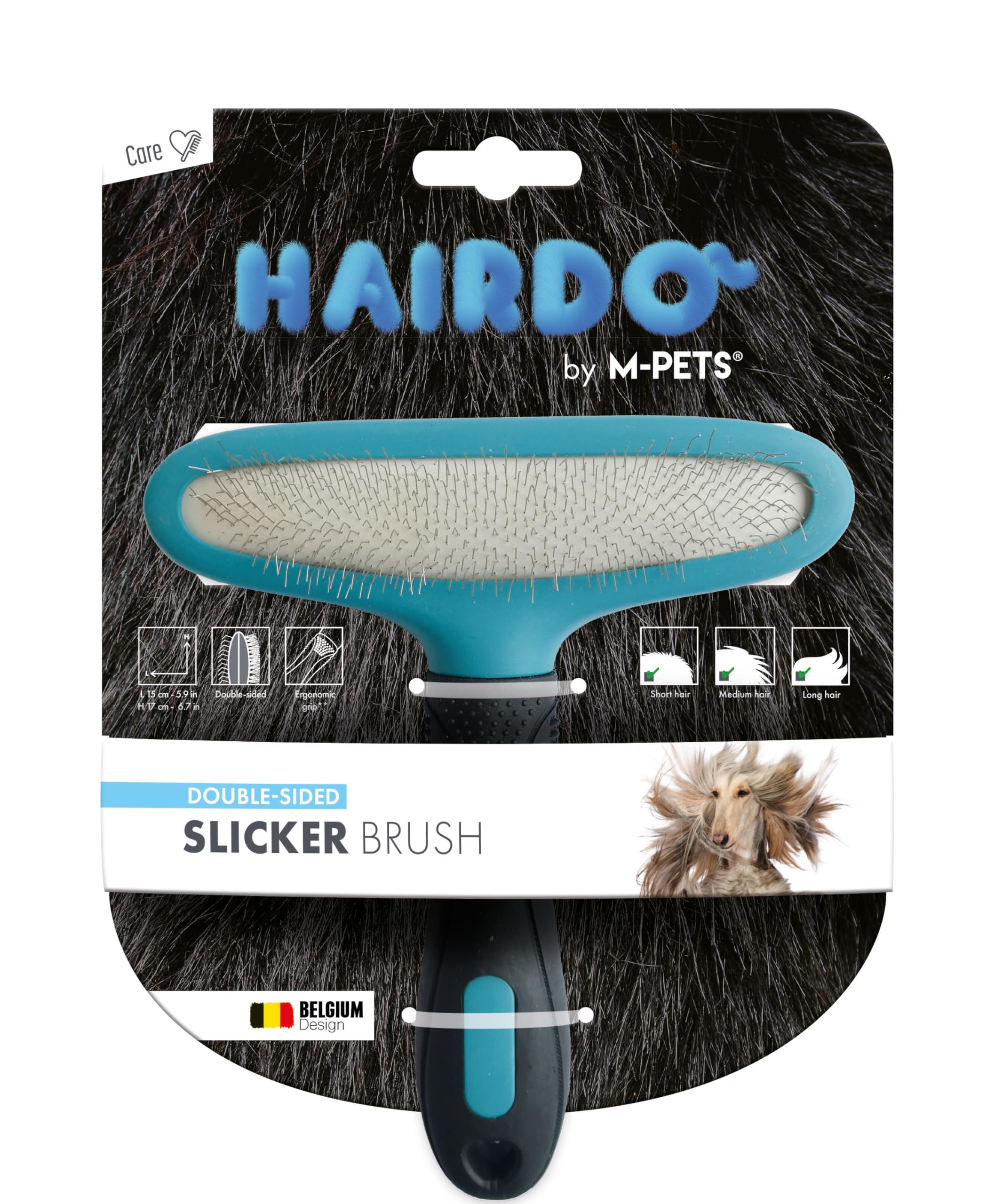 M-Pets Double-Sided Slicker Brush for Dogs and Cats -15x17 cm