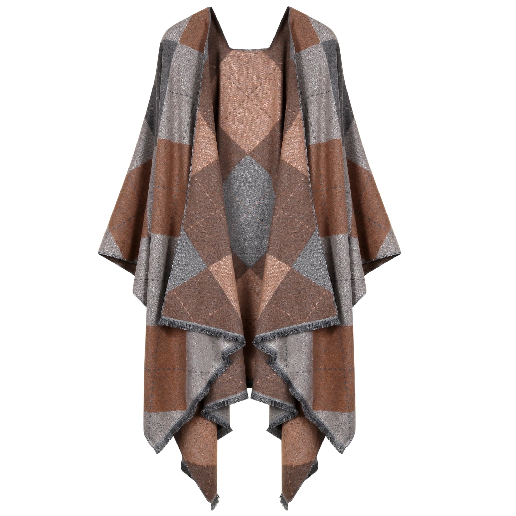 Womens Rhinestones Open Front Poncho Shawl Wrap Cape Ruana Travel Blanket Cardigan