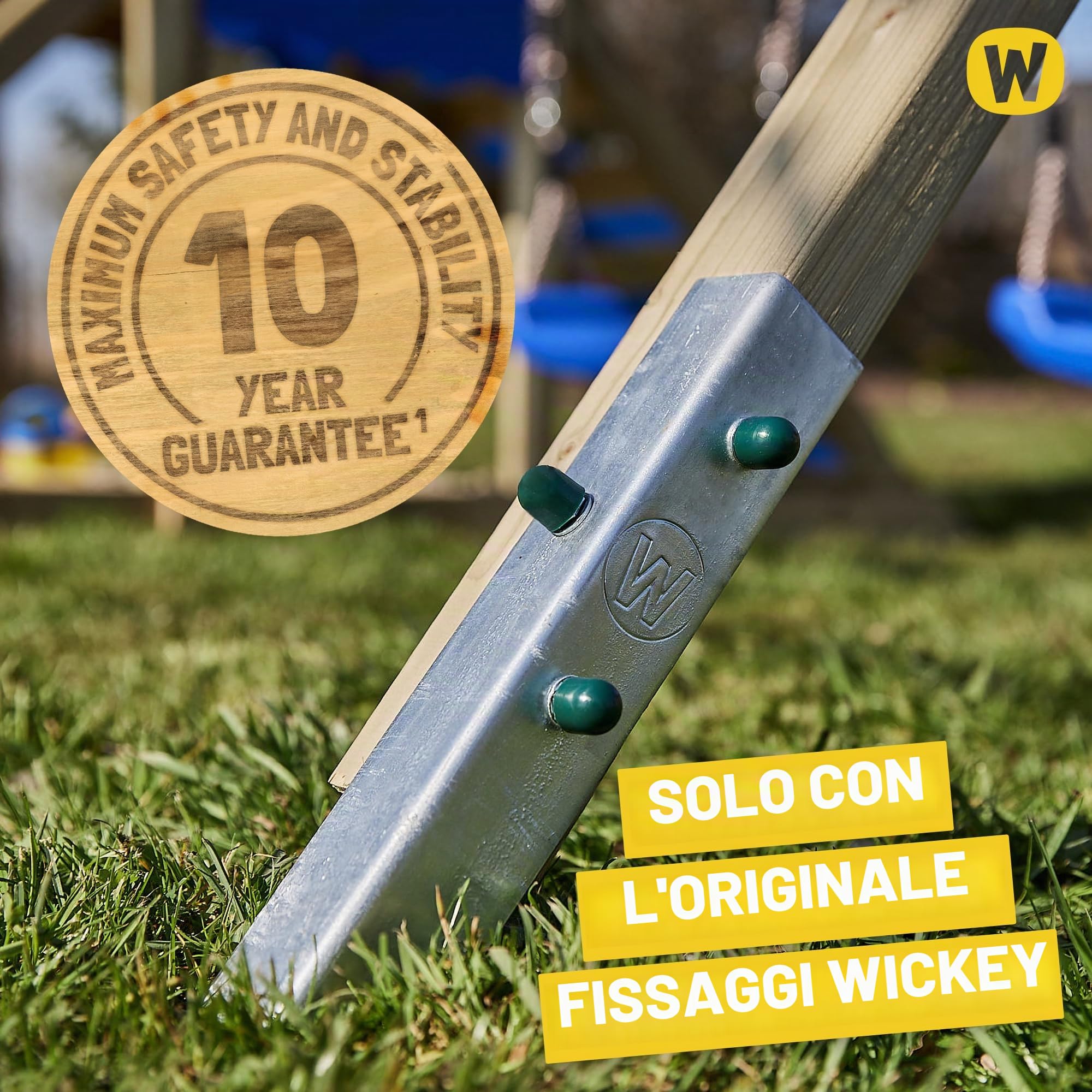 Gioco da giardino WICKEY TurboFlyer con altalena e scivolo blu, struttura da esterno per bambini con sabbiera, scaletta e accessori da gioco