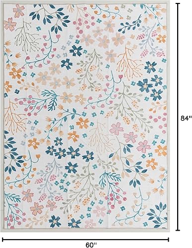 Miniatura 2 de Phyllis - Alfombra moderna de 5 x 7 pies, lavable, con diseño floral, antideslizante, alfombra colorida que no desprende pelo, para sala de estar,