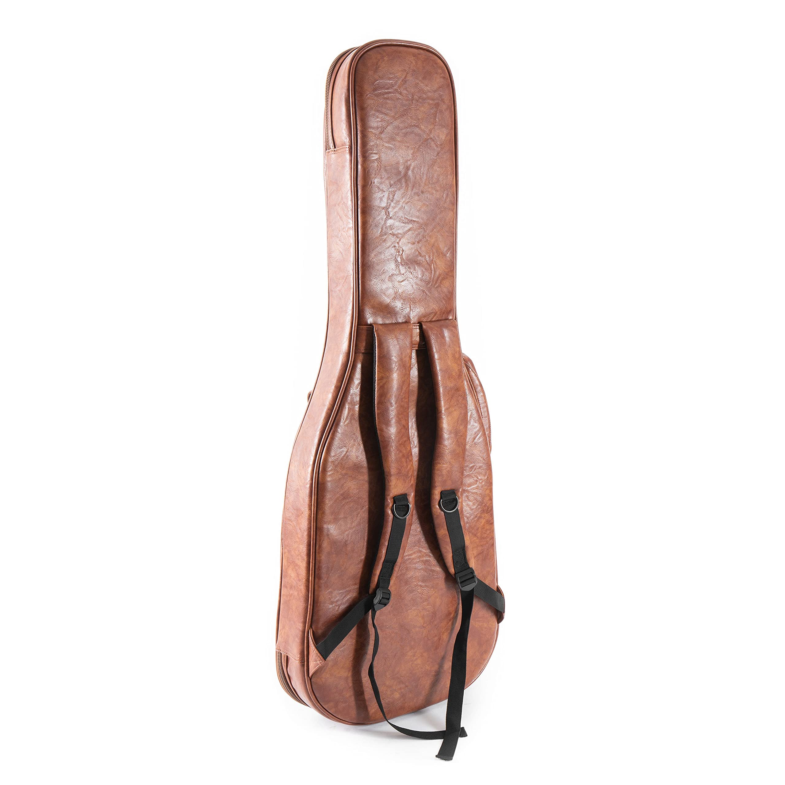 Fame Deluxe E-Gitarre Gigbag im Vintage-Design aus Kunstleder mit Extra-Polsterung, Messing-Applikationen, Rucksackgarnitur, Variables Halskissen & Zubehörtaschen - 107x36x7 cm