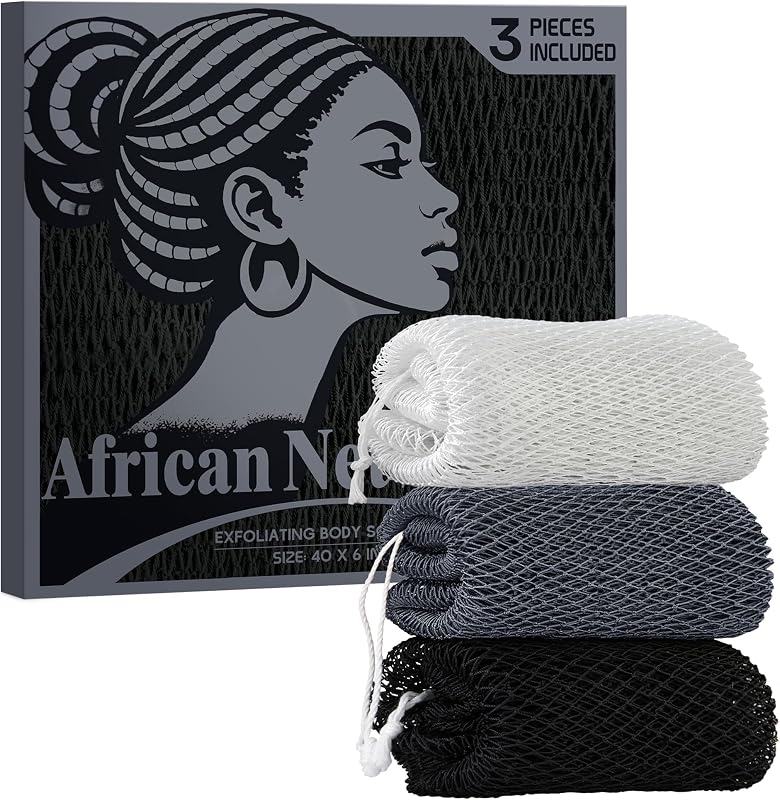 Esponja de banho tipo rede africana Hrsqu em nylon, 3 unidades