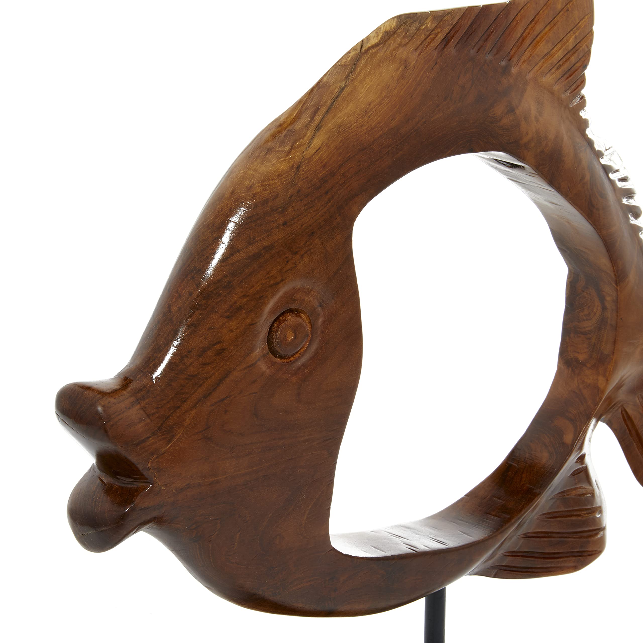 Amazon.co.jp: Deco 79 チーク材 魚 ハンドメイド 彫刻 スタンド付き