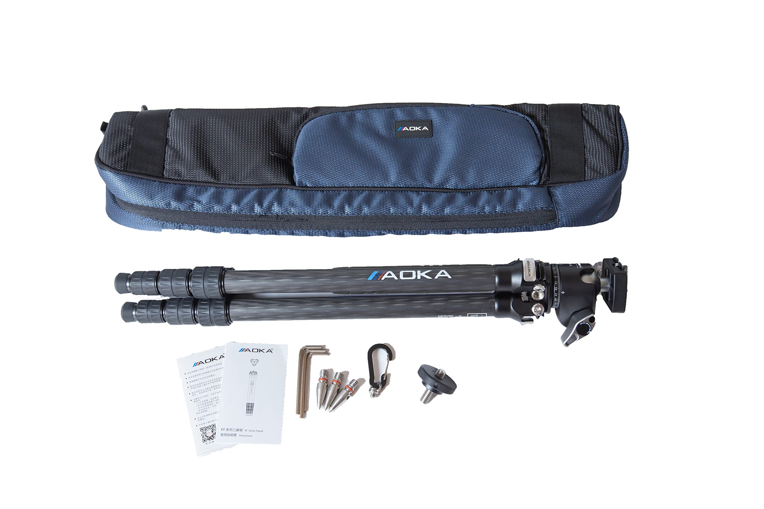 AOKA KF254C - Trípode de Carbono y rótula BH33, Color Negro y Azul
