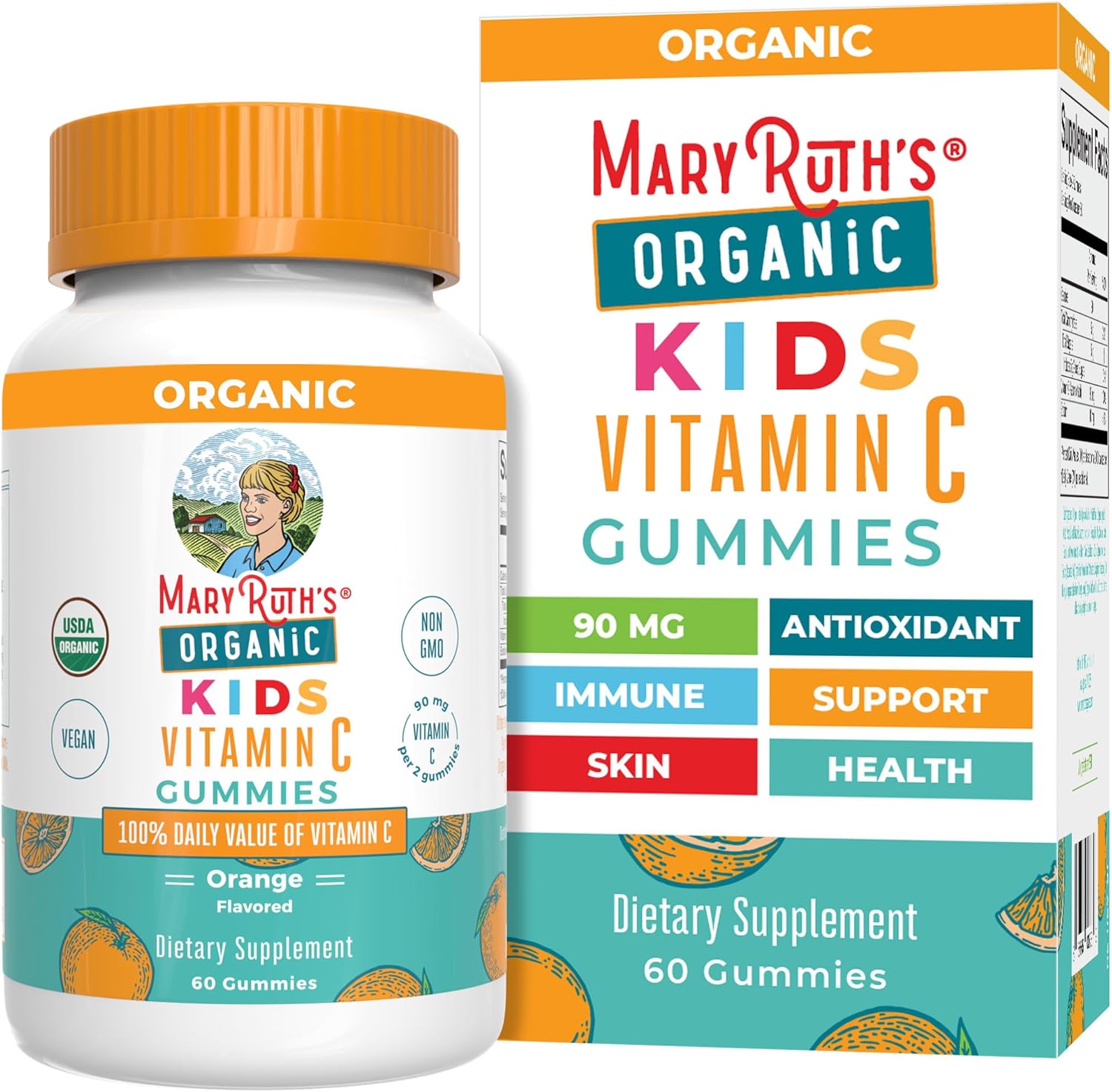 MaryRuth Organics Kids Vitamin C Gummies | Suppl&eacute;ment pour le soutien immunitaire et la sant&eacute; globale |Suppl&eacute;ment de soutien immunitaire | Vitamine C pour les enfants &acirc;g&eacute;s de 4 ans | Vegan | Non-OGM | 60 portions