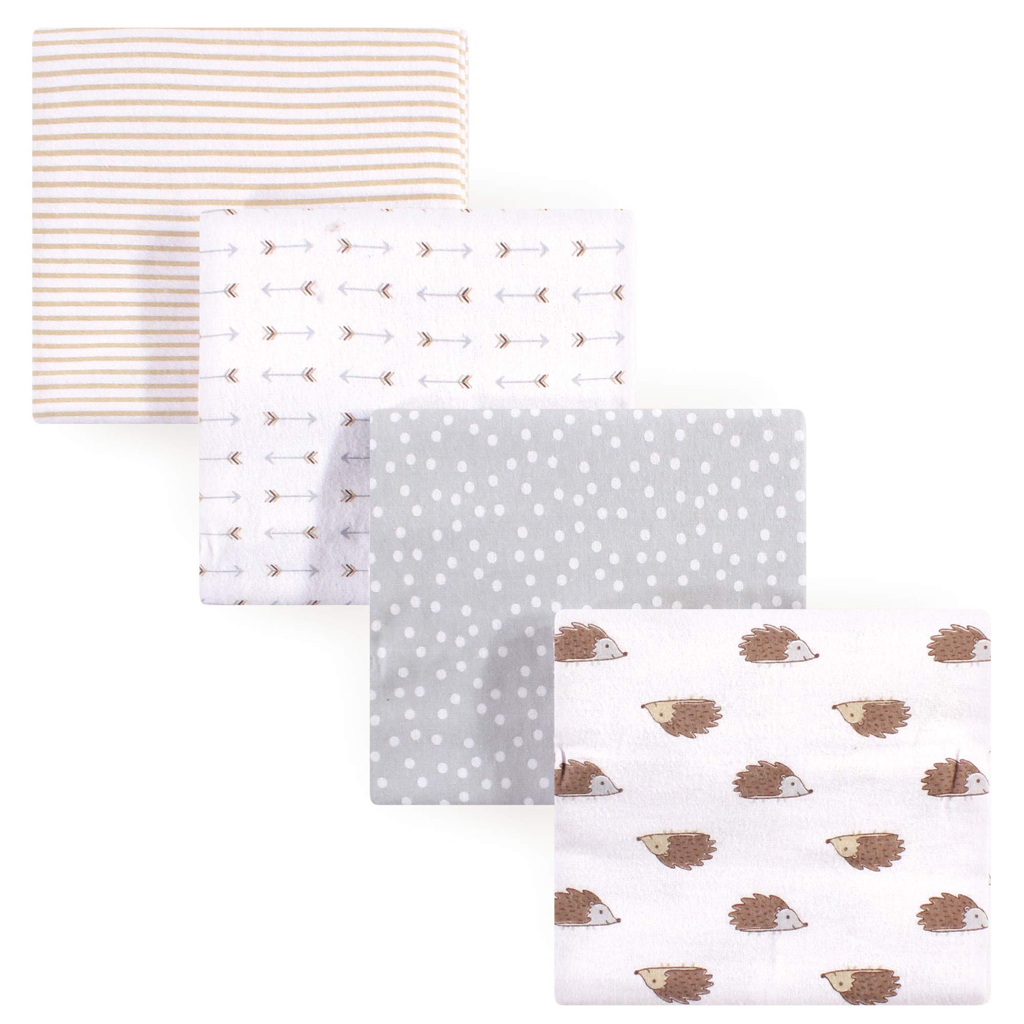 Hudson Baby Unisex Baby Cotton Flannel Receiving Blankets, Hedgehog, One Size