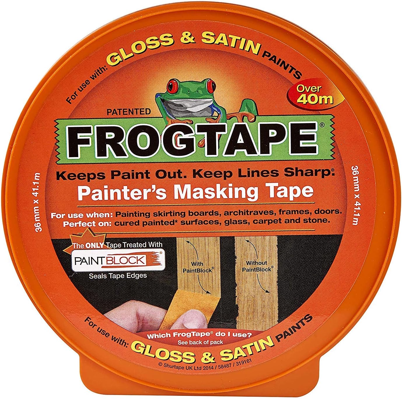 Frog Tape Orange Gloss & Satin Painters Masking Tape 36mm x