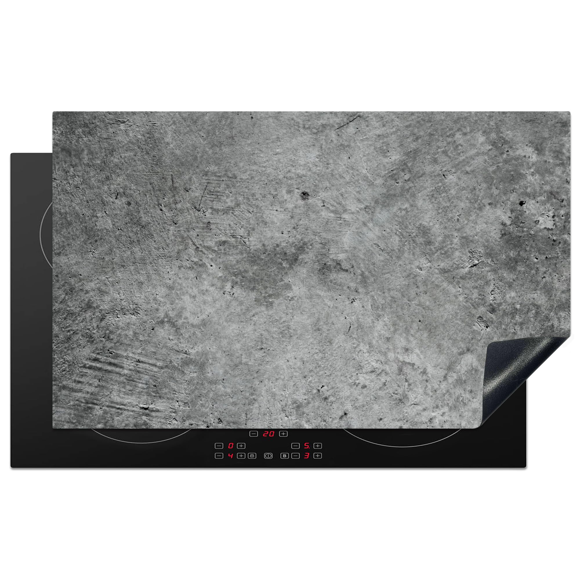 KitchenYeah© Induction Hob Protector Mat 20.3"x32.7" / 83x51.5 cm Stove Cap Top Cover Kitchen Cooker Covers for Electric Hobs Vinyl Concrete - Slate - Grey - Concrete Structure