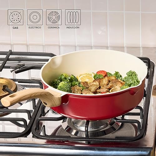 Miniatura 7 de CAROTE Juego de utensilios de cocina de cerámica, ollas y sartenes antiadherentes con revestimiento de cerámica, juegos de cocina de inducción,