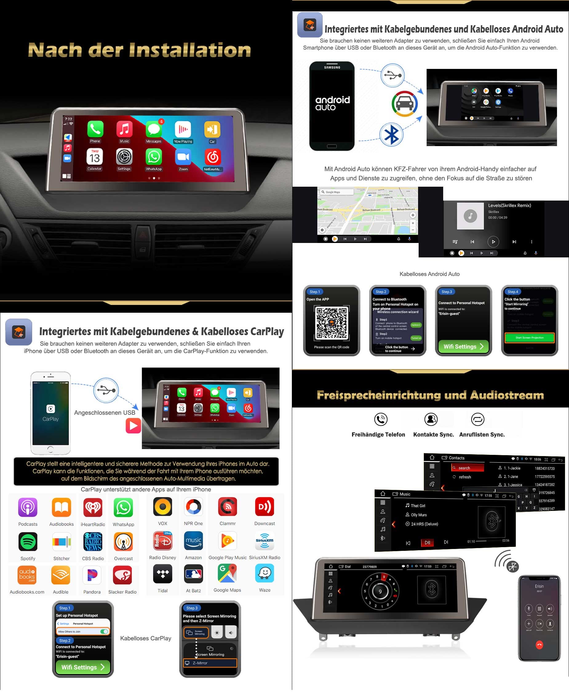 10,25" Android 13 8-rdzeniowy 4 GB RAM + 64 GB ROM radio samochodowe GPS nawigacja do BMW X1 E84 (2009-2015) CIC obsługuje bezprzewodowe CarPlay IPS Touch Screen iDrive OEM radio Bluetooth DAB+