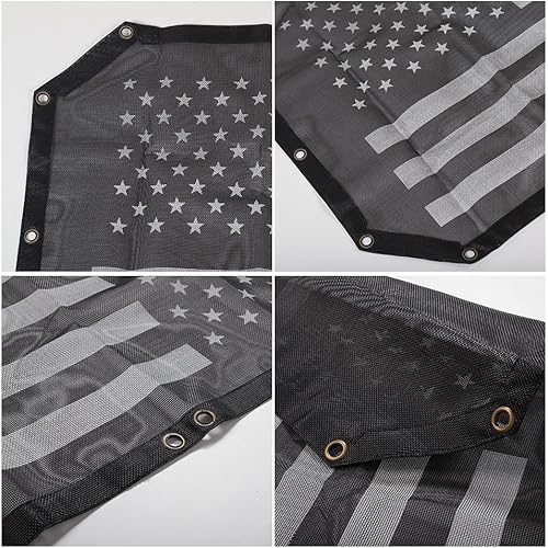Miniatura 4 de JeCar - Parasol de malla con bandera americana, parasol superior tipo bikini, protección UV para Jeep Wrangler JK y Unlimited 2007-2018