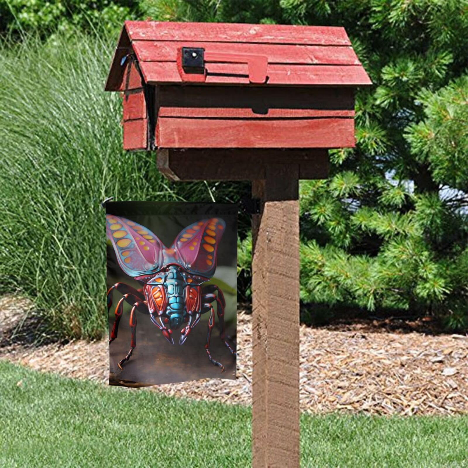 Gartenflagge 30,5x45,7cm Marienkäfer - Doppelseitige Willkommens-Flagge