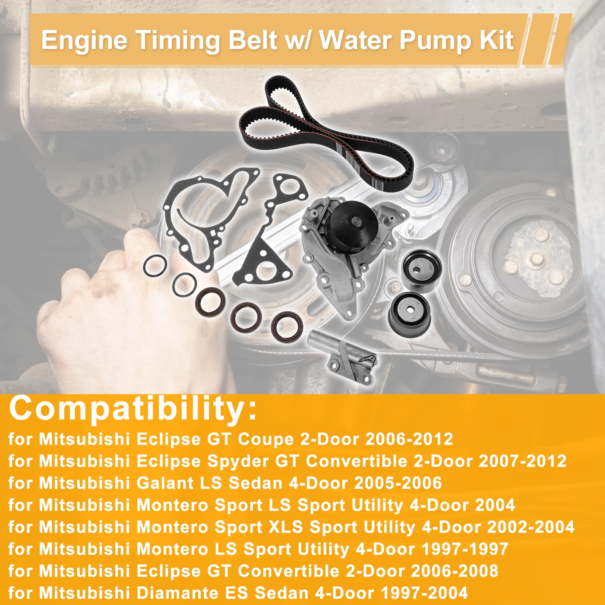 Kit Cinghia Di Distribuzione Con Pompa Dell'Acqua Per Mitsubishi Eclipse GT Coupe 2-Door 2006-2012 Kit Cinghia Di Distribuzione Con Pompa Dell'Acqua No.WP1481510/4485827