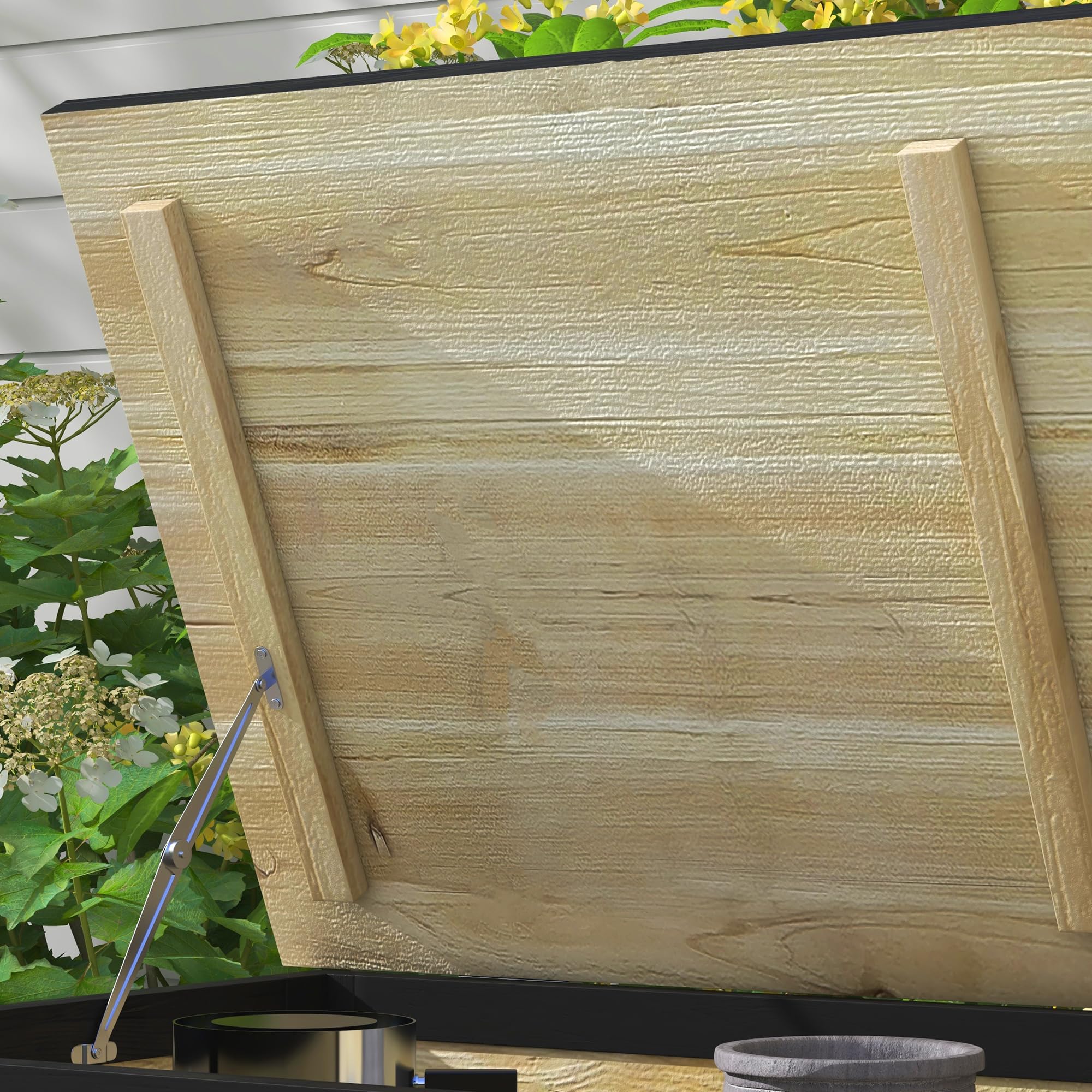 Outsunny Gartenbox 121L Auflagenbox mit Rollen Wetterbeständige Natur | Holz Aufbewahrungsbox, Aufbewahrungskiste, für Terrasse, Balkon