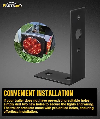 Miniatura 5 de PARTSam 4 soportes de luz de remolque negros en forma de L, soporte de montaje de luz trasera de acero de deposición electroforética para lancha,