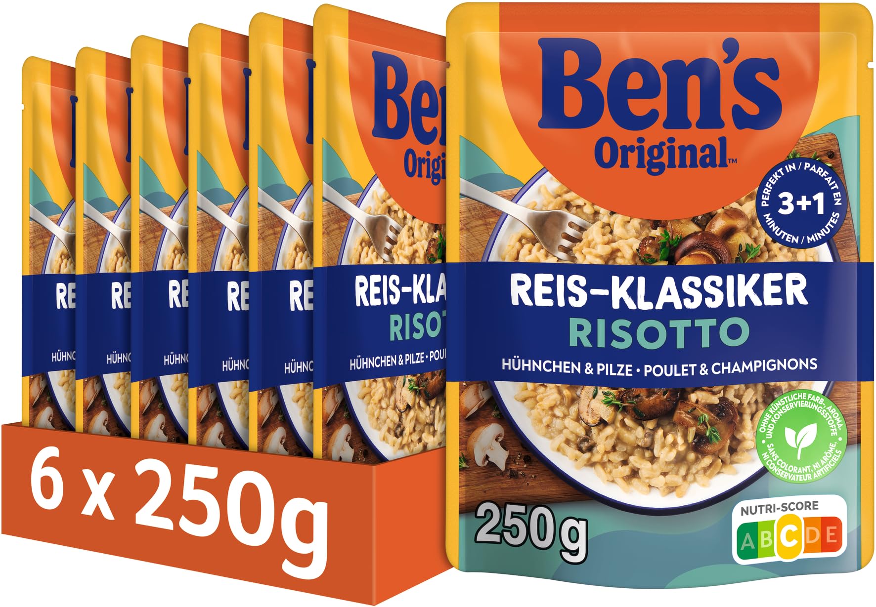 BEN'S ORIGINAL™ Fertiggericht Risotto mit Hühnchen & Pilze 6 x 250g