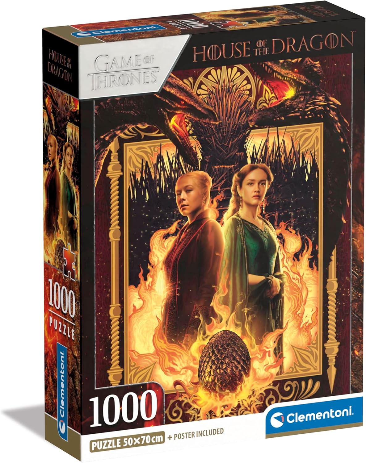 Clementoni - House of The Dragon Dragon-1000 Pieces-Puzzle, Poster Included, TV Series, Fun for Adults, Made in Italy, 39903, Multicoloured