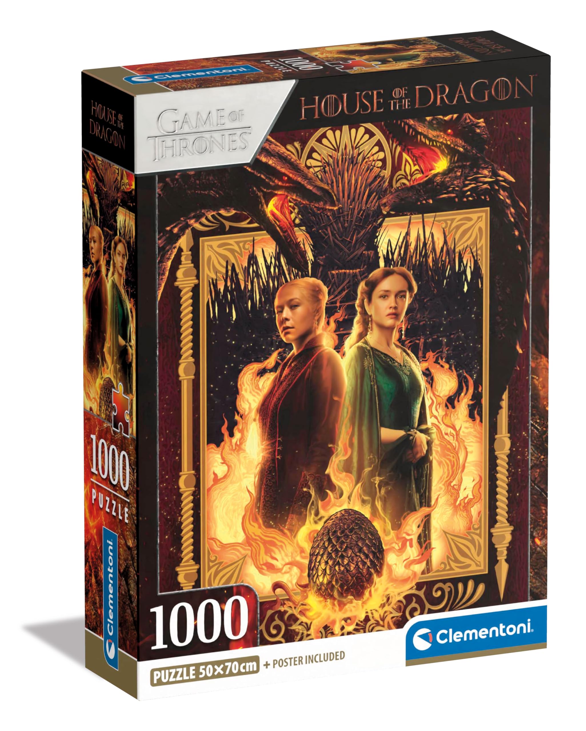 Clementoni Jigsaw Puzzle House Of The Dragon 1000 Pieces - Compact Box, Poster Included, Puzzle For Adults 14-99 Years, Gift For Men/Women, Made In Italy, 39903