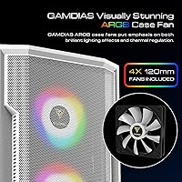 Vista 3 de GAMDIAS ATX Mid Tower ARGB - Carcasa para computadora de videojuegos con vidrio templado lateral, 4 ventiladores ARGB PWM integrados de 4.724 in